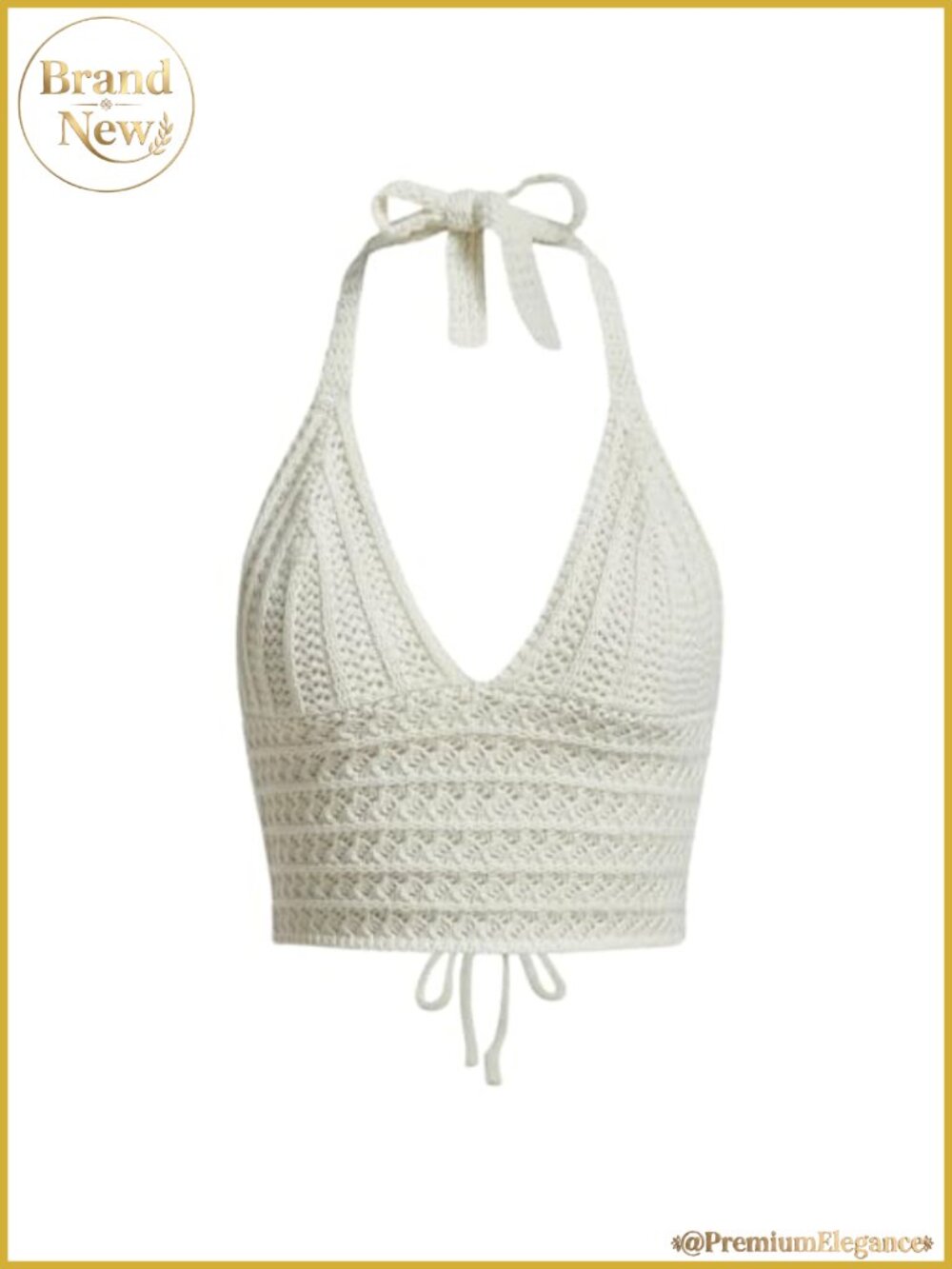Lace Up Backless Crochet Halter Crop Top Y2k Knit Cami